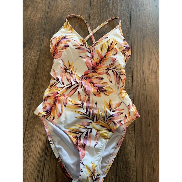 Kona Sol V-Neck Cross Back Medium Coverage One Piece Swimsuit White medium 820 - Picture 4 of 8